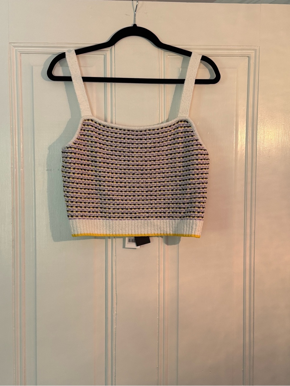 ME+EM Cropped Cream, Black and Yellow Striped Jacquard Tank